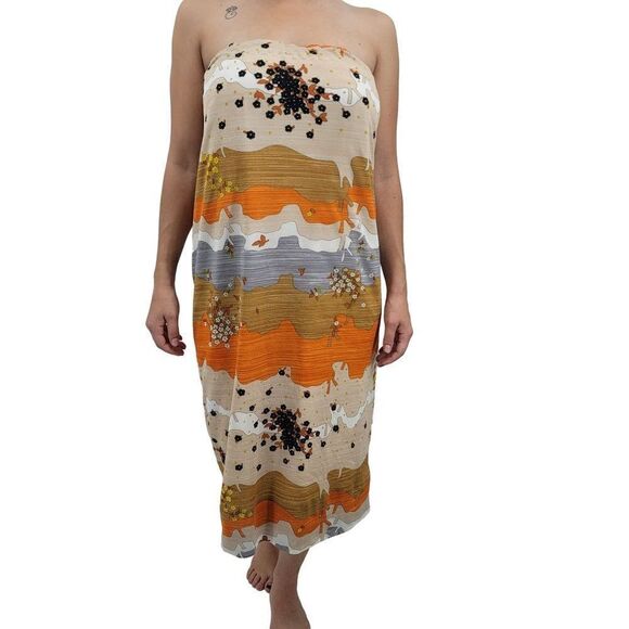 Vtg 70's Womens Skirt Handmade Drawstring Convertible Halter Strapless Dress M - Picture 4 of 13